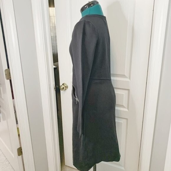 Athleta Celebration Ponte Cotton Athleisure Sporty V Neck Black Casual Dress - Picture 6 of 10